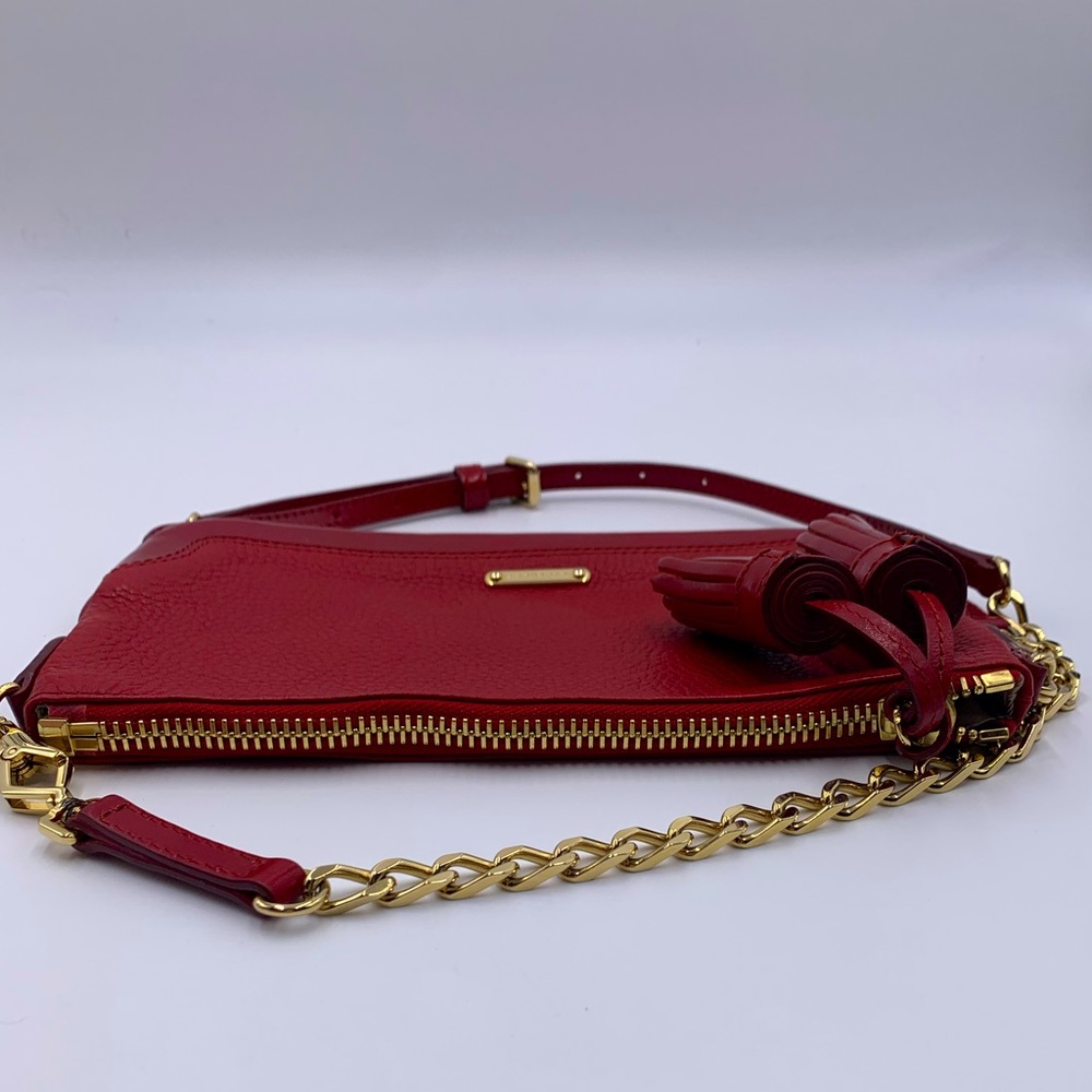 Auth Burberry Peyton Crossbody Clutch with Tassel in Rich Cranberry Red. $485 - Picture 2 of 13